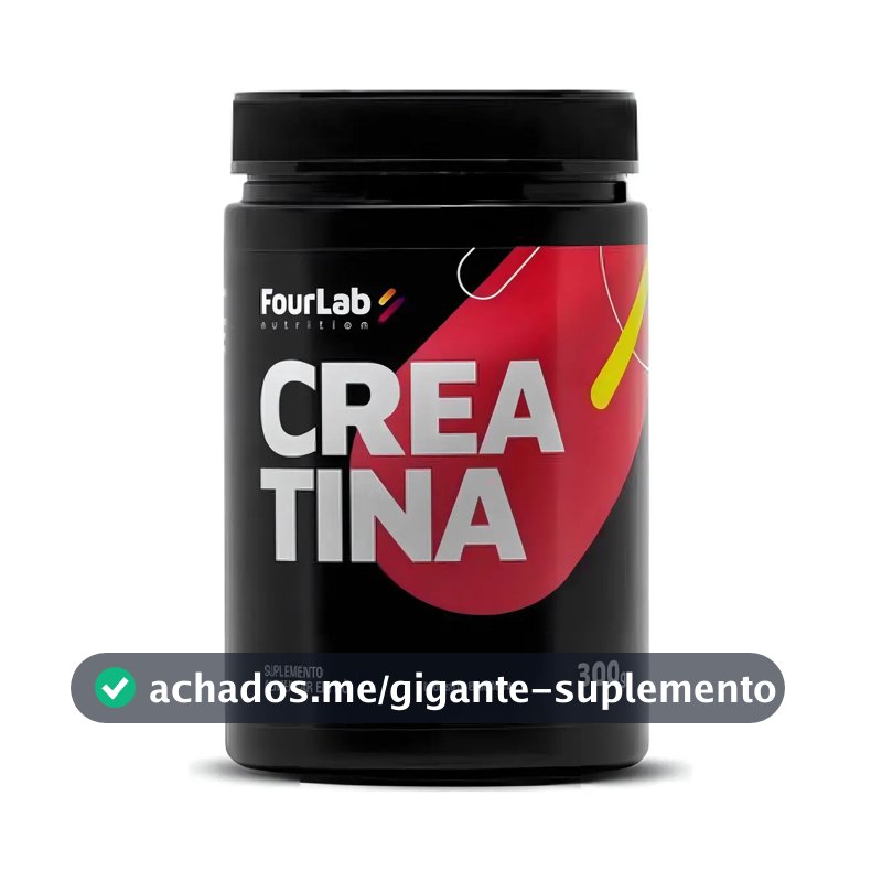 Creatina Monohidratada Fourlab 300g Sem Sabor Vegana Sem Glúten