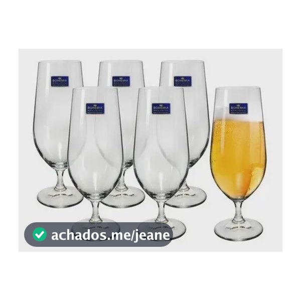 Taça Cerveja Chop Cristal Bohemia 380ml Jogo 6 Unid Cor Tran Transparente