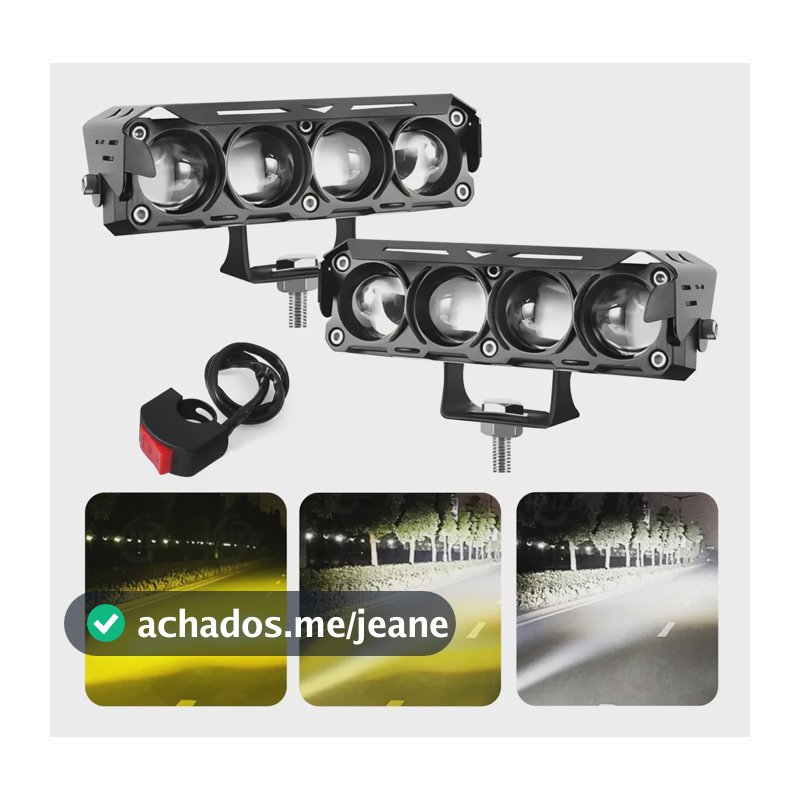 Kit 2 Farol De Milha Moto Led Auxiliares Dual Colo 80w 8-85v Ambos Lados