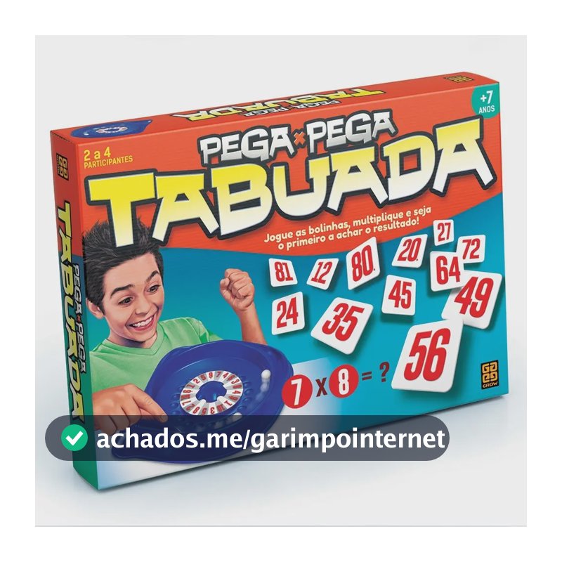 Jogo Educativo Pega-Pega Tabuada 01467 Grow