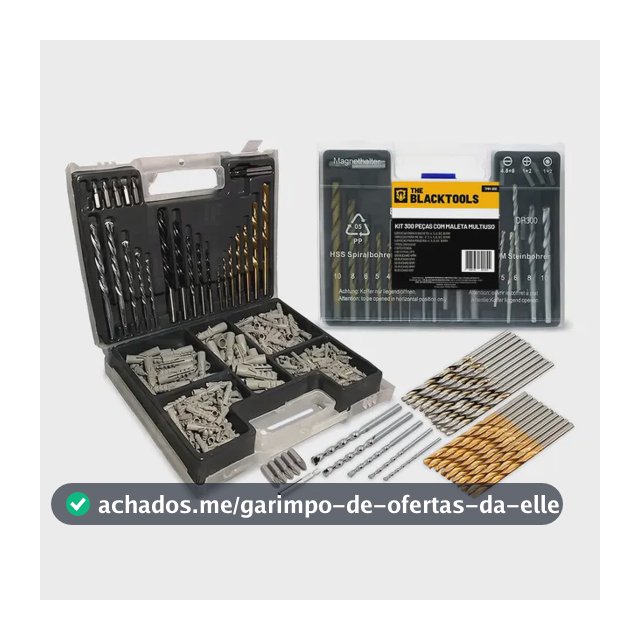 Jogo De Brocas Bits Buchas 300 Peças Profissional Com Maleta The Black Tools