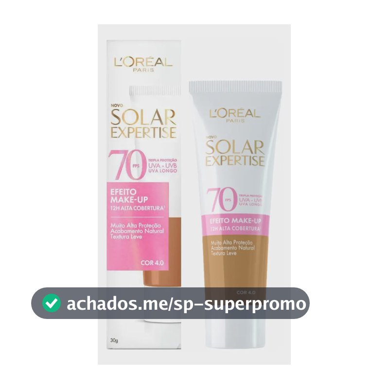 L'Oréal Paris Solar Expertise Efeito Make Up 4.0 - Protetor Solar Facial com Cor FPS 70 Alta Cobertura 30g