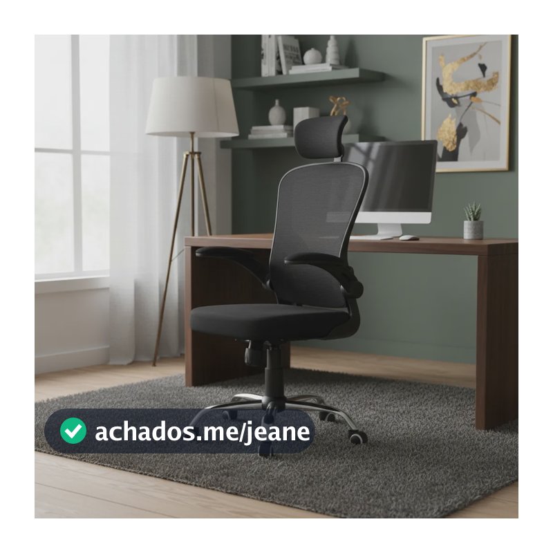 Cadeira De Escritório Ergonômica Giratória B100 Boston Preta Com Estofado Mesh Com Ajuste Lombar Luvinco