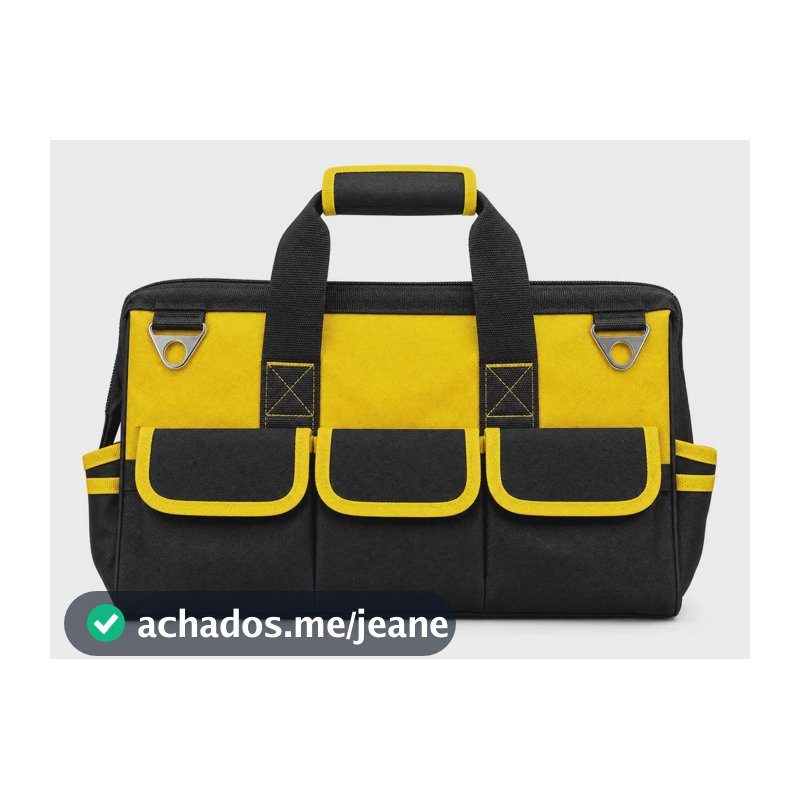 Maleta Porta Ferramentas 16 Bolsos Em Lona Reforçada Grande Preto/amarelo