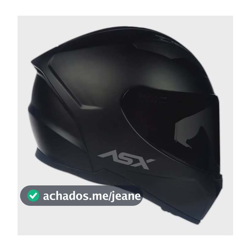 Capacete Masculino Feminino Fechado Asx City Preto Fosco Preto Sólido Fosco 58 M
