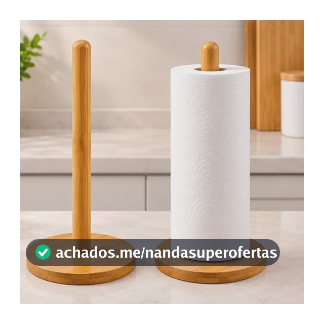 Suporte Porta Papel Toalha Bambu De Mesa Cozinha Organizador Marrom