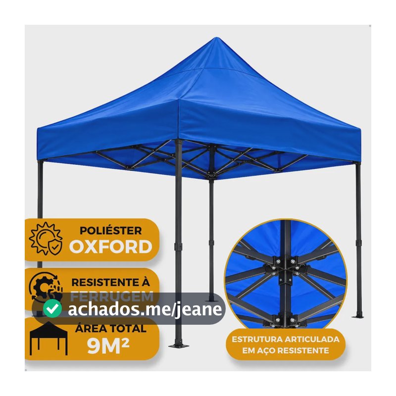 Gazebo Tenda Praia Sanfonado 3x3 Articulado Azul Camping Azul