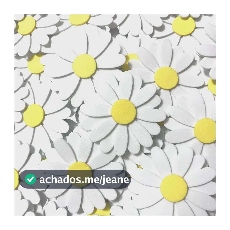 Aplique Margarida 5cm Flor De Eva - 25 Unidades Enfeite Branco E Amarelo