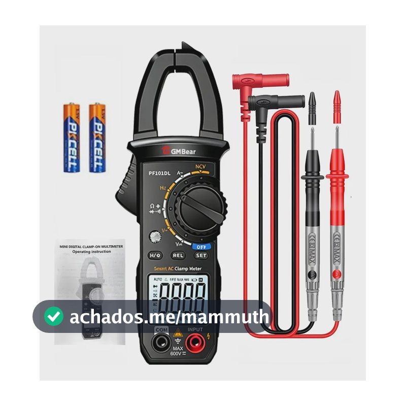 Alicate Amperímetro Digital GM Bear PF101DL de 400A e 600V Com Retroiluminação