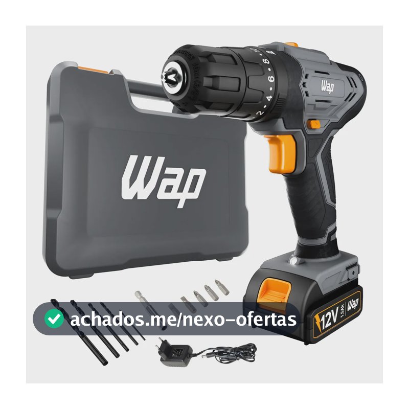 Parafusadeira e Furadeira de Impacto Wap Wf 12k4.2 com Indicador de Nível de Bateria e Maleta