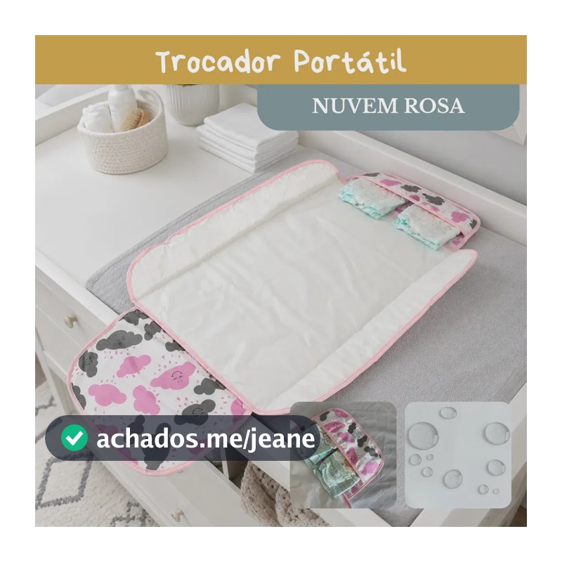 Trocador De Fralda Bebê Impermeável Dobrável Menina Macio Toque Suave Luxo Lindas Estampas Nuvem Rosa