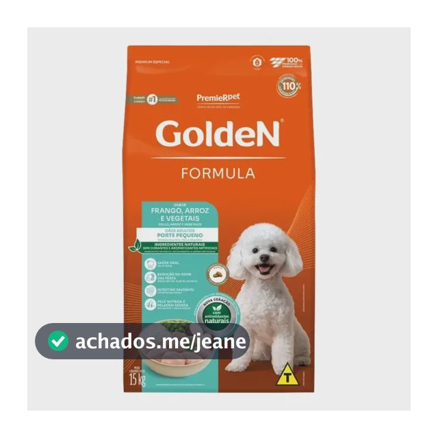 Golden Formula cães adultos de pequeno porte frango e arroz 15kg