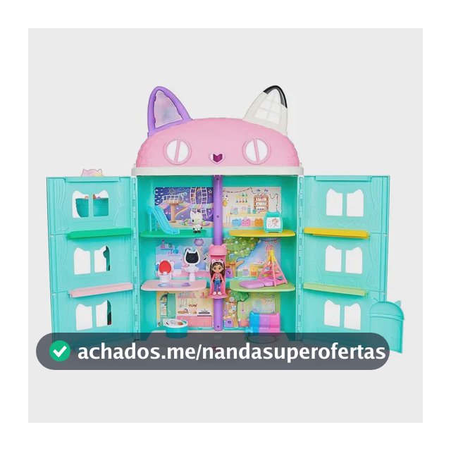 Casinha de Boneca Sunny Gabby’s Dollhouse Azul-Turquesa Com Figura e Sons