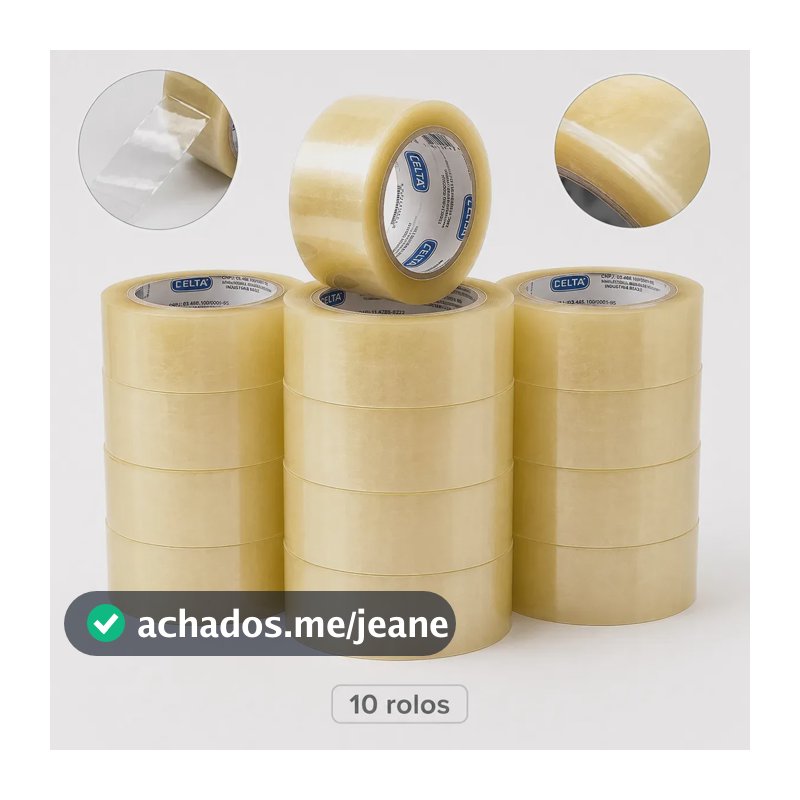 Fita Adesiva Transparente 45mm x 100m kit 10 Rolos Para embalagens