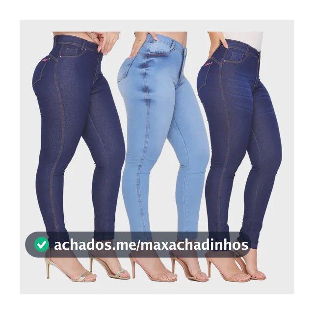 Kit 3 Calça Jeans Feminina Cintura Alta C/ Elastano Lycra