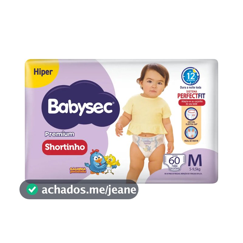 Fralda Babysec Galinha Pintadinha Shortinho M 60 Unidades