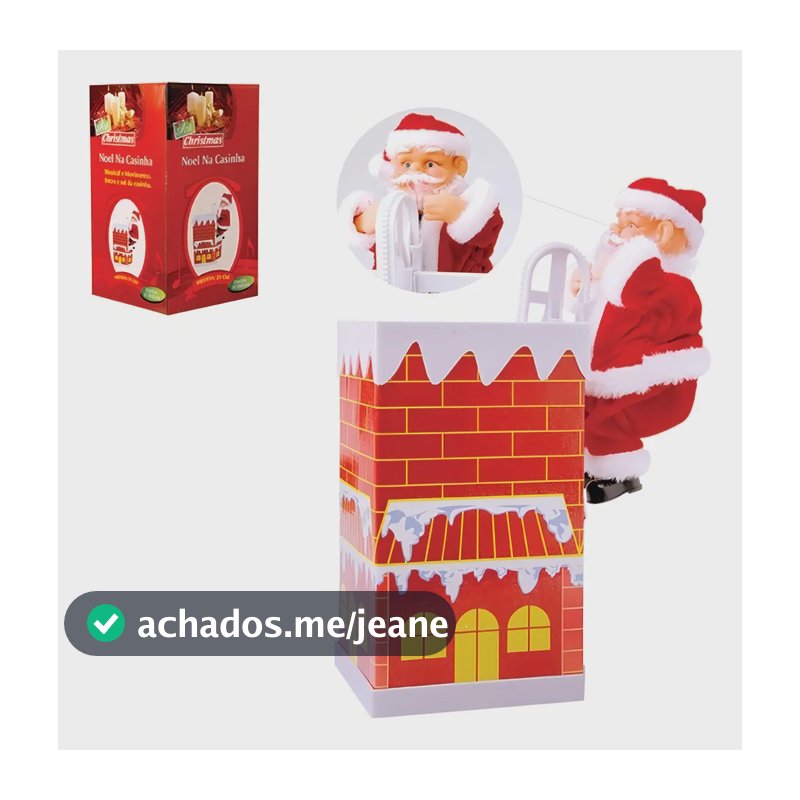 Papai Noel Musical Com Movimento Entra E Sai Da Casinha