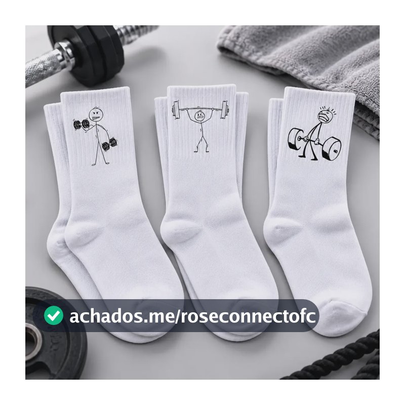 Kit 3 Meias Boneco Magrinho Academia Maromba Treino Corrida Branco Magrinho 35-42