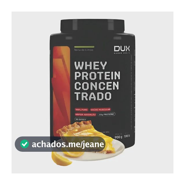 Whey Dux Concentrado 900g 32 Doses 20g Proteína Sabor Limao Sabor Torta De Limão