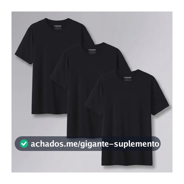Kit 3 Camisetas  Light T-shirt Insider Preto M Lisa