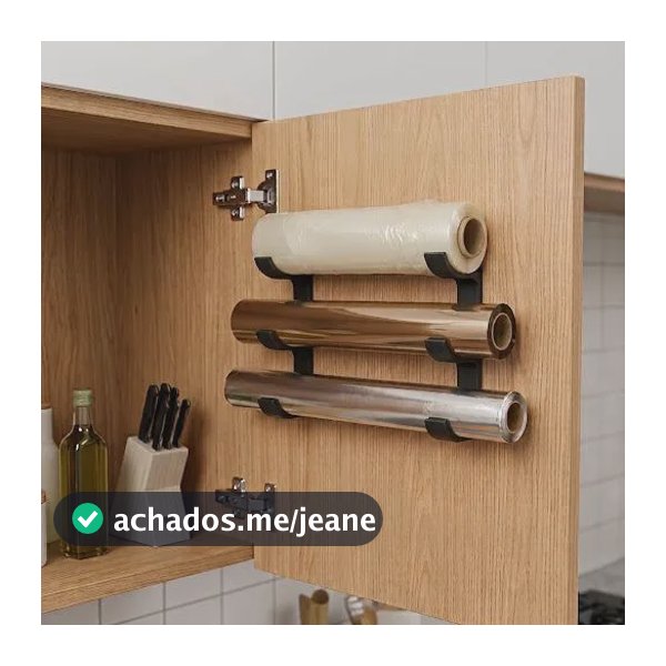 Suporte Organizador De Rolo Papel Filme Alumínio Manteiga Preto