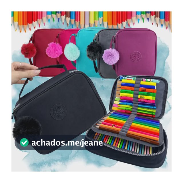Kit Estojo Escolar + 12 Lápis Volta Aulas Material Escolares