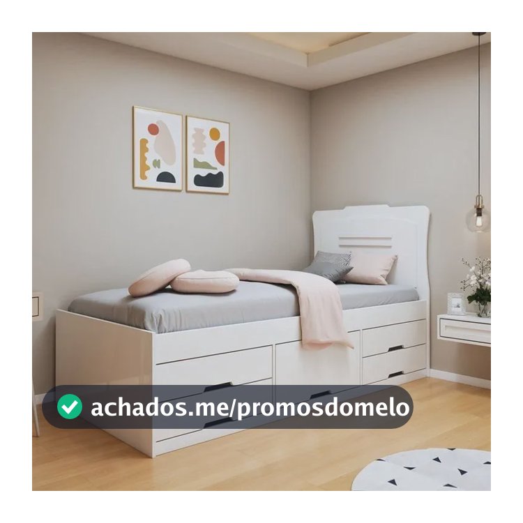 Cama Solteiro 5 Gavetas Júlia Conquista Moveis Wt Branco