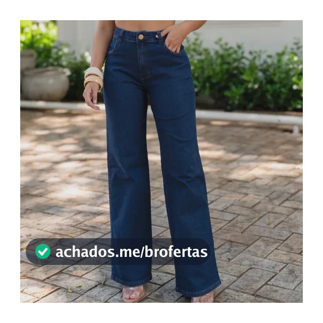 Calça Jeans Wide Leg Lycra Premium Cintura Alta Blogueira