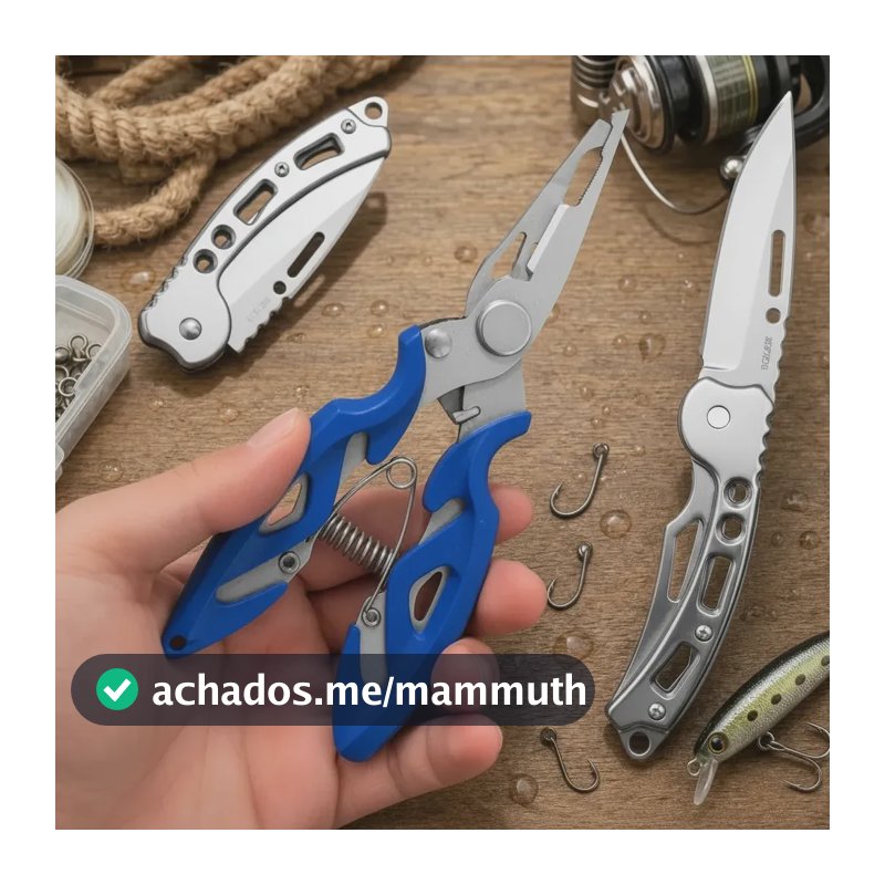 Alicate de Pesca Multifuncional em Aço Inox (12,5 cm) com Canivete