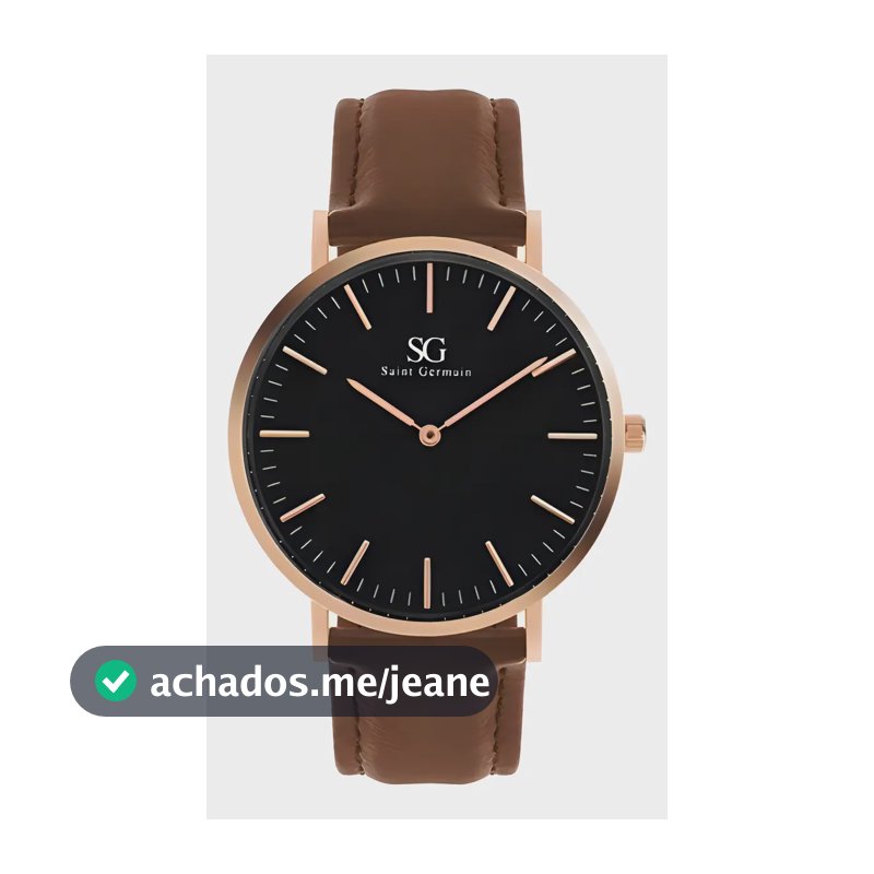 Relógio Minimalista De Couro Bronx Black Rosé Gold 40mm Cor da correia Marrom Cor do fundo Preto