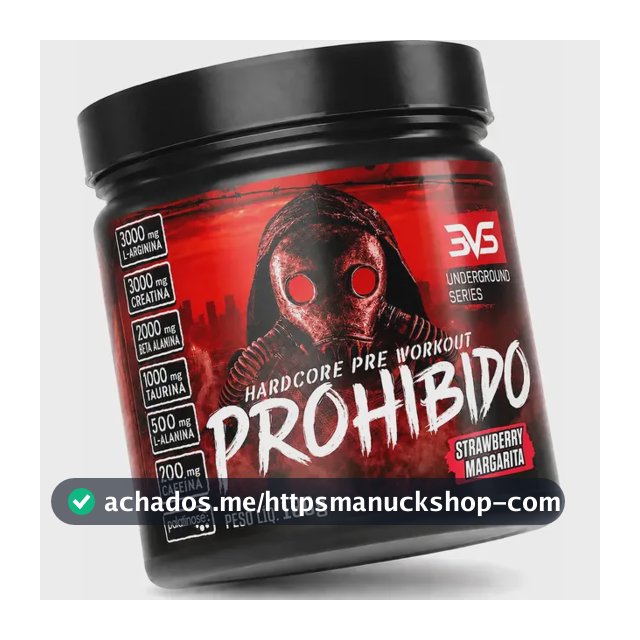 Prohibido Pré Treino 180g - Sabor: Morango - Fórmula Exclusiva Com Creatina, Beta Alanina, Taurina, Cafeína, Arginina, L-tirosina, Palatinose E L-alanina