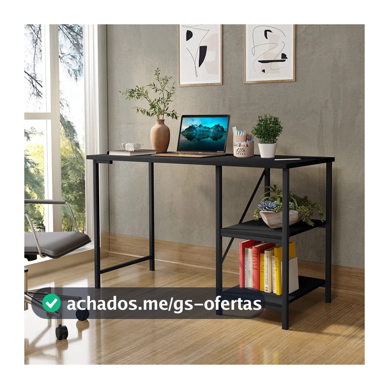 Escrivaninha Mesa Office Estudo Estilo Industrial Cor Preto 1,10m Klm Store
