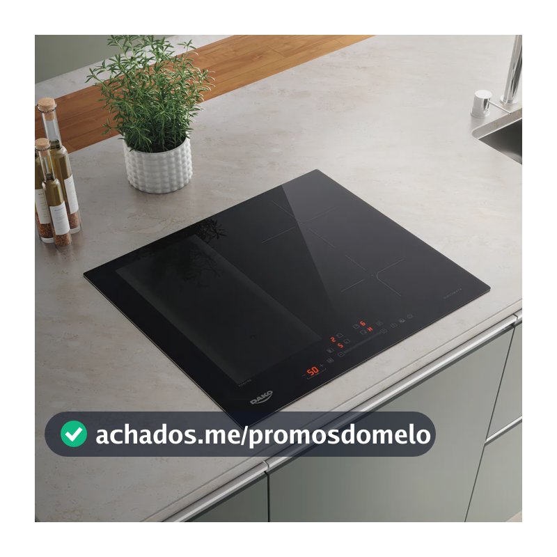 Cooktop De Indução 4 Bocas Dako Diplomata com Zona Flexível e Função Turbo Preto