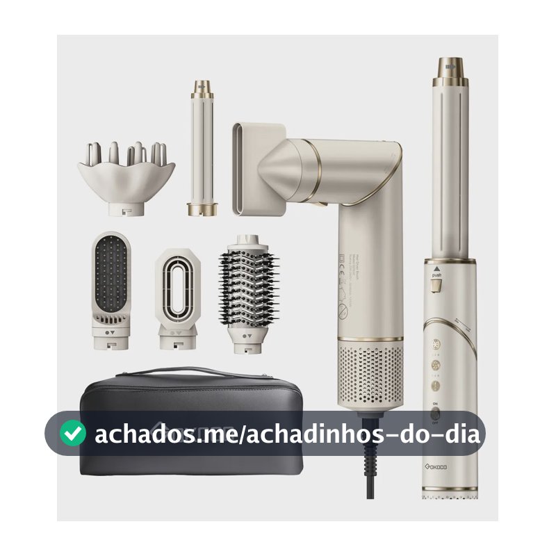 Secador De Cabelo Gokoco Com 7 Em 1 Escova Hot Air Styler Cor Palha