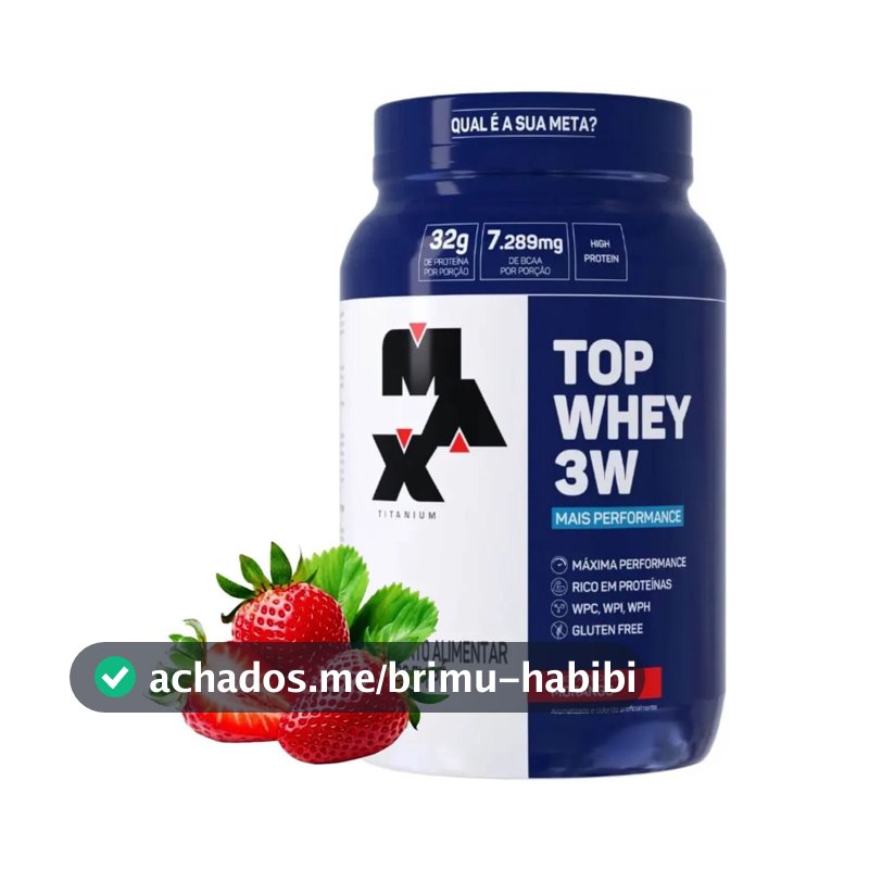 Whey Isolado Hidrolisado Concentrado Top Whey 3 W 900g Sabor Morango