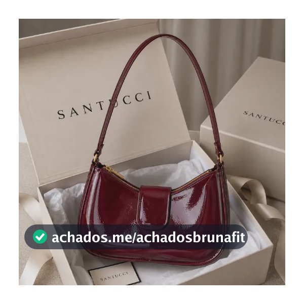 Bolsa Feminina Ombro Verniz Brilhante Casual Luxo Baguete Vinho