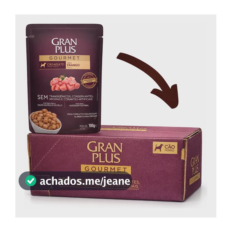 Gran Plus Ração Úmida Frango Cães Adultos 18 Sachês De 100g