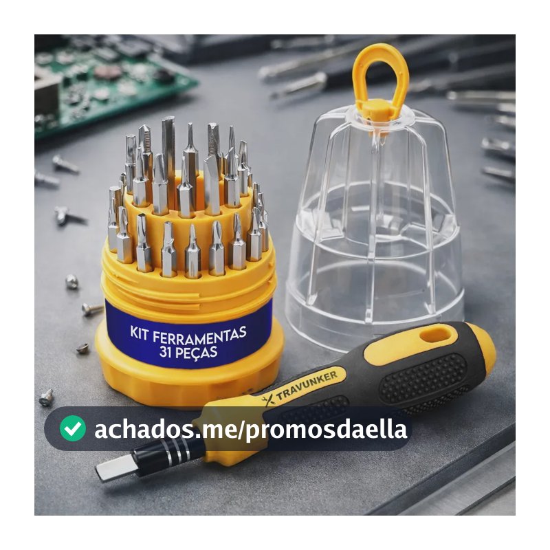 Kit Jogo Ferramentas 31 Peças Chaves Fenda Philips Torx Allen Estrela Precisão Cabo Emborrachado Imantado Estojo Organizador Reparos Eletrônicos Manutenção Celular Notebook