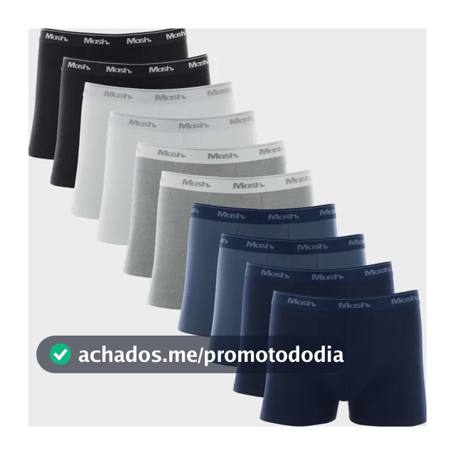 Kit 10 Cuecas Boxer Algodão Mash Box Masculina Adulto