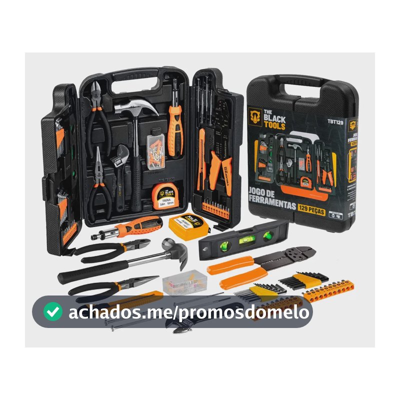 Jogo Kit Caixa Ferramentas 129 Pçs Estojo Plastico Maleta Preto