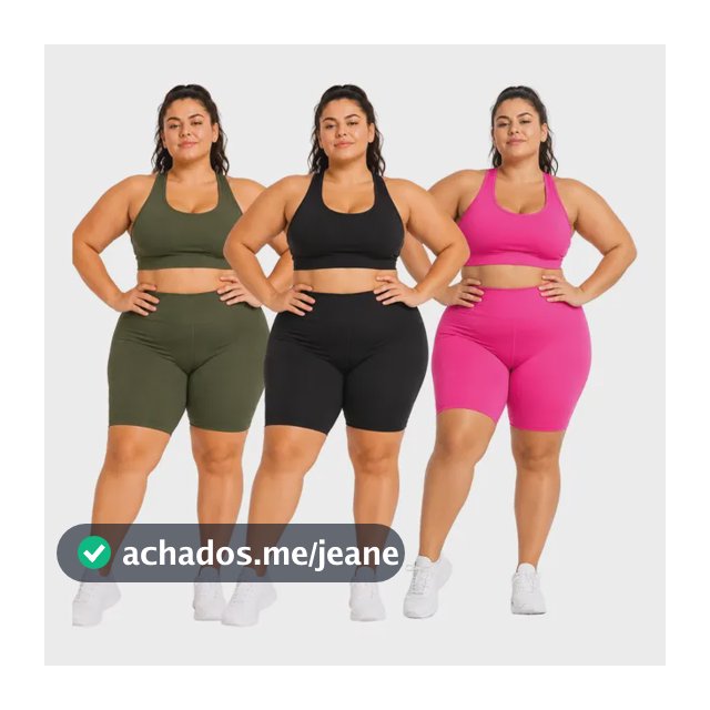 Kit 3 Conjunto Top Short Academia Plus Size Feminino