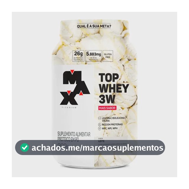 Suplemento Top Whey 3w Max Titanium 900g Whey 3w Sabor Leite