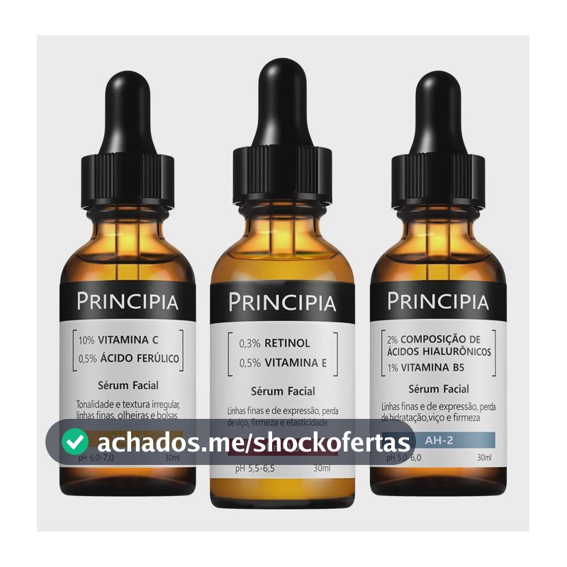 Principia Kit C/3 Séruns Vitamina C + Retinol + Hialurônicos