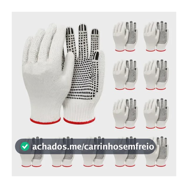 Kit C/ 12 Luva Pedreiro Segurança Pigmentada Malha Proteção
