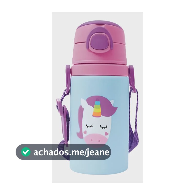 Garrafa De Alumínio Infantil Com Canudo Fun 400ml Unicórnio - Buba