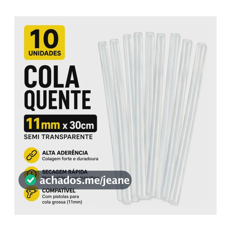 Kit C/ 10 Bastão De Cola Quente Grossa 11mm 10 Unidades 30cm Transparente