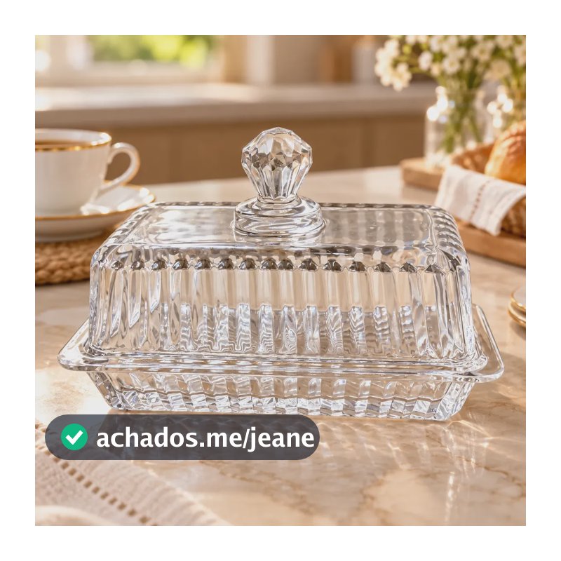 Manteigueira De Cristal Geneva Para Mesa Com Tampa Wolff Transparente
