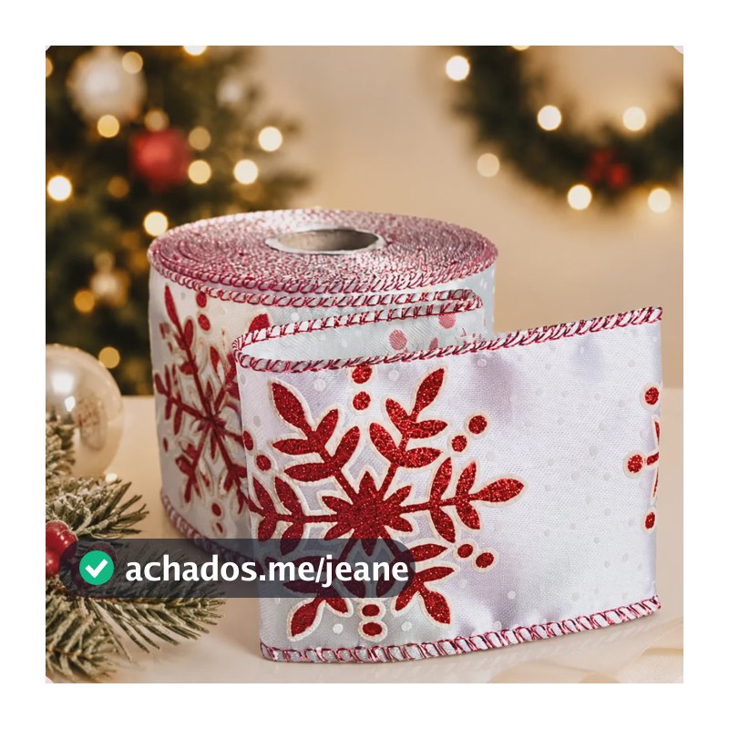 Fita Aramada Flocos De Neve Vermelho Brilhante Decorativa Branco-vermelho Floco De Neve