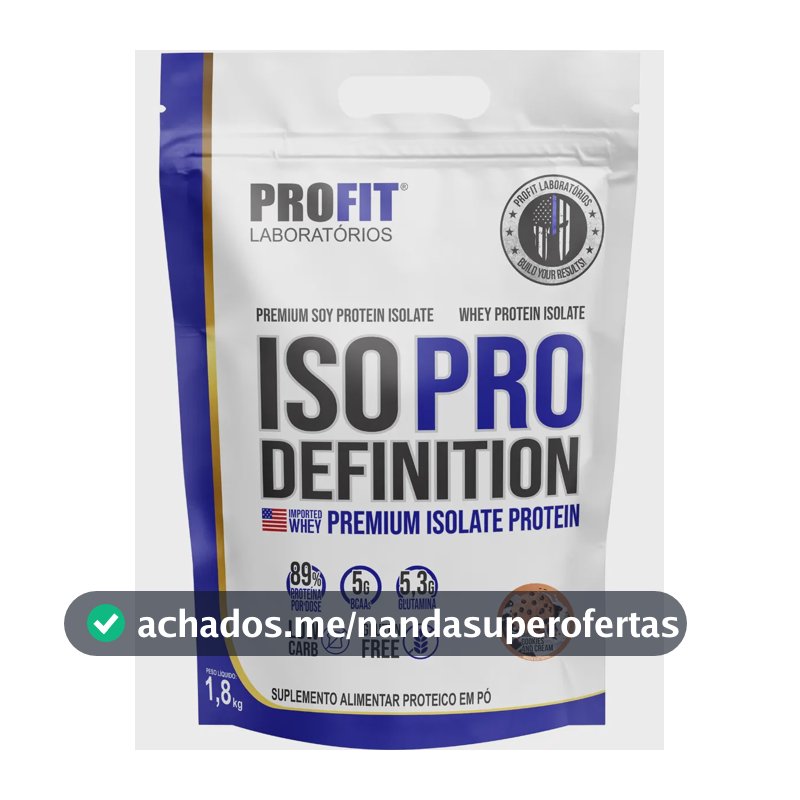 Iso Pro Definition Premium Isolate Protein Profit Refil 1.8kg Sabor Cookies And Cream