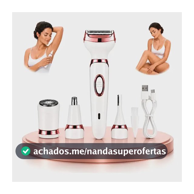 Depilador Feminino 4 Em 1 Recarregável Usb Rosto Axila Nariz Branco E Rosé 127/220v1